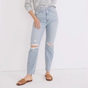 NWT Madewell Curvy Momjean in Lowden Wash: Ripped Edition